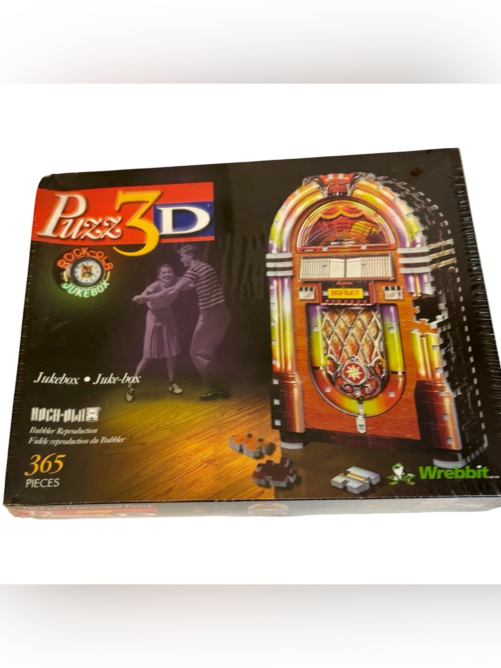 Rare vintage 1999 Wrebbit Puzz 3D Rock-Ola Jukebox 365-Piece Puzzle NIB
